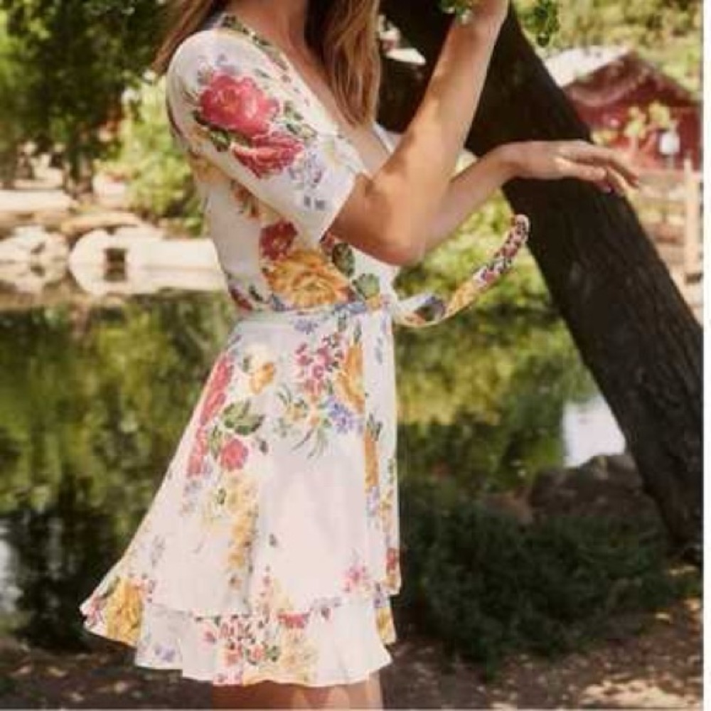 Reformation White Floral Mini Dress